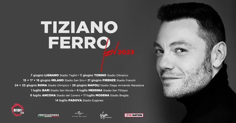 Tiziano Ferro in concert at the Maradona Stadium in Naples